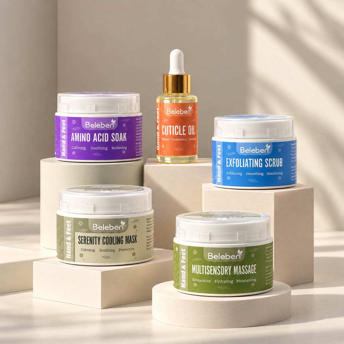 Beleben Hand & Feet Spa Care Collection - Complete 5-Step Mani-Pedi System